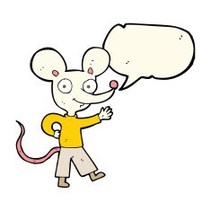 cartoon waving mouse with speech bubble N6
