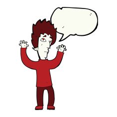 cartoon vampire giving up with speech bubble N7