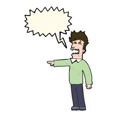cartoon man accusing with speech bubble N14