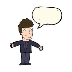 cartoon confused man with speech bubble N24