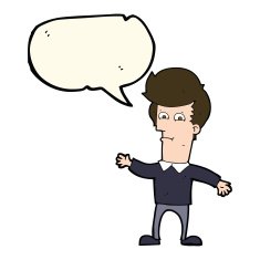 cartoon waving man with speech bubble N25