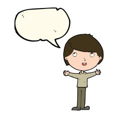 Cartoon happy boy with speech bubble N148