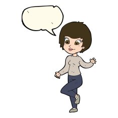 cartoon woman waving with speech bubble N217