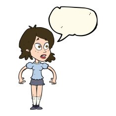 cartoon surprised woman with speech bubble N152