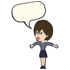 cartoon annoyed girl with speech bubble N13