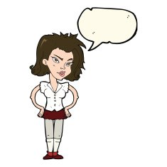 cartoon woman with hands on hips speech bubble N139