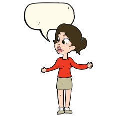 cartoon pretty woman explaining something with speech bubble N7
