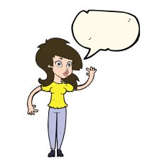 cartoon pretty woman waving with speech bubble N57