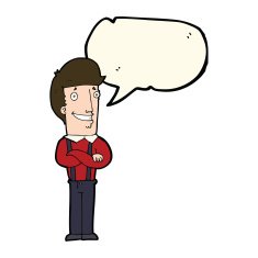 cartoon proud man with speech bubble N17