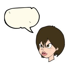 cartoon annoyed woman with speech bubble N114