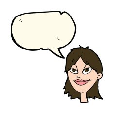 cartoon happy woman with speech bubble N158