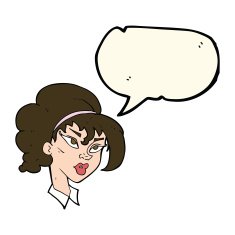 cartoon pretty woman with speech bubble N172