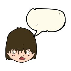 cartoon staring woman with speech bubble N33