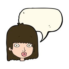cartoon surprised woman with speech bubble N155