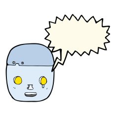cartoon robot head with speech bubble N37