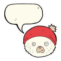 cartoon teddy bear face with speech bubble N7