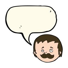 cartoon man with mustache speech bubble N55
