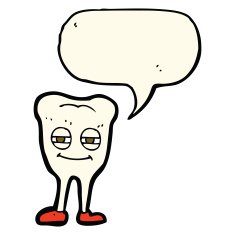 cartoon smiling tooth with speech bubble N7