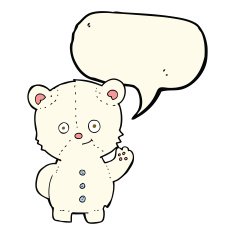 cartoon waving polar bear cub with speech bubble N29
