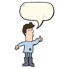 cartoon poor man with speech bubble N7