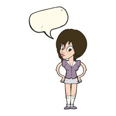 cartoon woman with hands on hips speech bubble N141