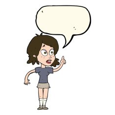 cartoon woman asking question with speech bubble N19