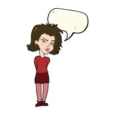 cartoon woman with speech bubble N19