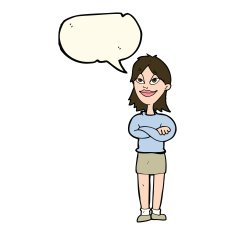 cartoon proud woman with speech bubble N19