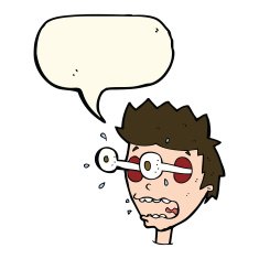 cartoon surprised man with eyes popping out speech bubble N7