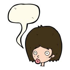 cartoon surprised female face with speech bubble N41