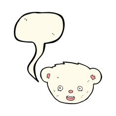 cartoon polar bear face with speech bubble N16