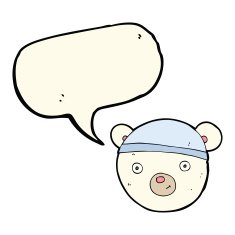 cartoon polar bear face with speech bubble N17