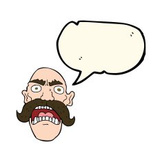 cartoon angry old man with speech bubble N89