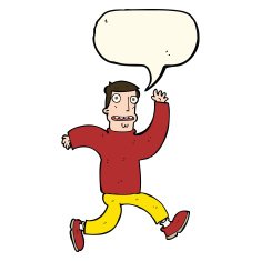 cartoon terrified man with speech bubble N133
