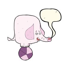 cartoon circus elephant with speech bubble N7
