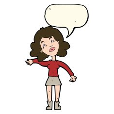 cartoon woman only joking with speech bubble N7