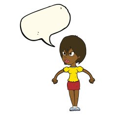 cartoon annoyed woman with speech bubble N116