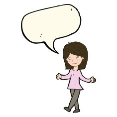 cartoon woman with no worries speech bubble N27