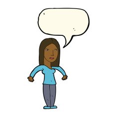cartoon annoyed woman with speech bubble N117