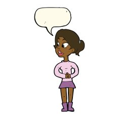 cartoon girl talking with speech bubble N8