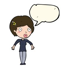 cartoon shocked woman with speech bubble N63