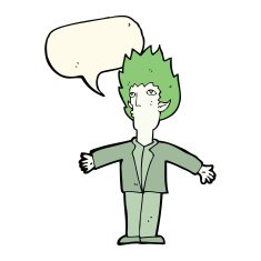 cartoon vampire with speech bubble N82