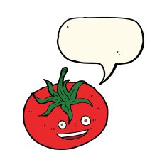 cartoon tomato with speech bubble N24