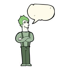 cartoon vampire with speech bubble N83