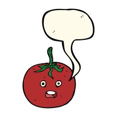 cartoon tomato with speech bubble N25