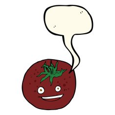 cartoon tomato with speech bubble N26