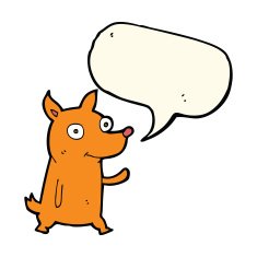 cartoon little dog waving with speech bubble N8