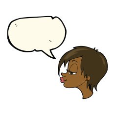 cartoon pretty woman with speech bubble N173