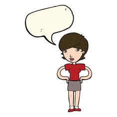 cartoon woman with hands on hips speech bubble N142
