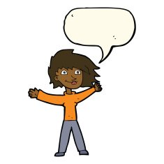 cartoon excited woman waving with speech bubble N8
